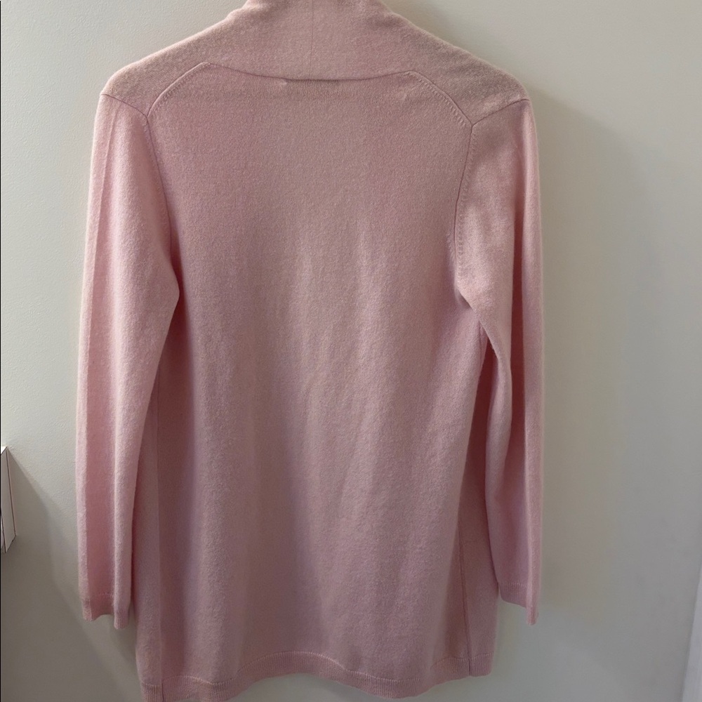LEMONWOOD 100% Cashmere Rolled Collar Cardigan, Powder Pink. - Picture 4 of 10